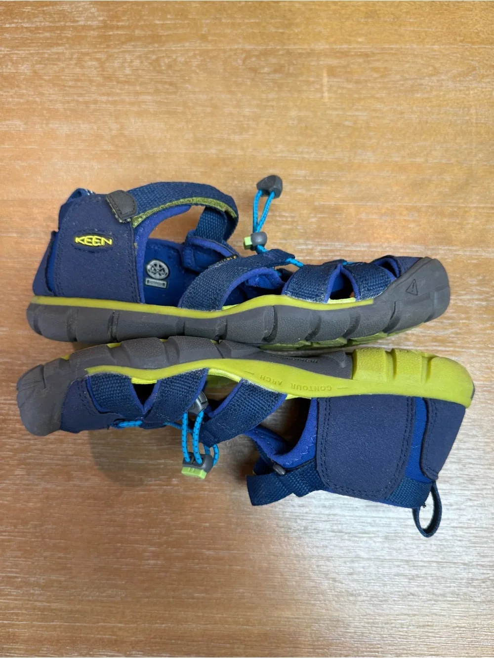Keen Kids Seacamp II CNX‎ Sandal Waterproof Naval Academy Chartreuse Size 3